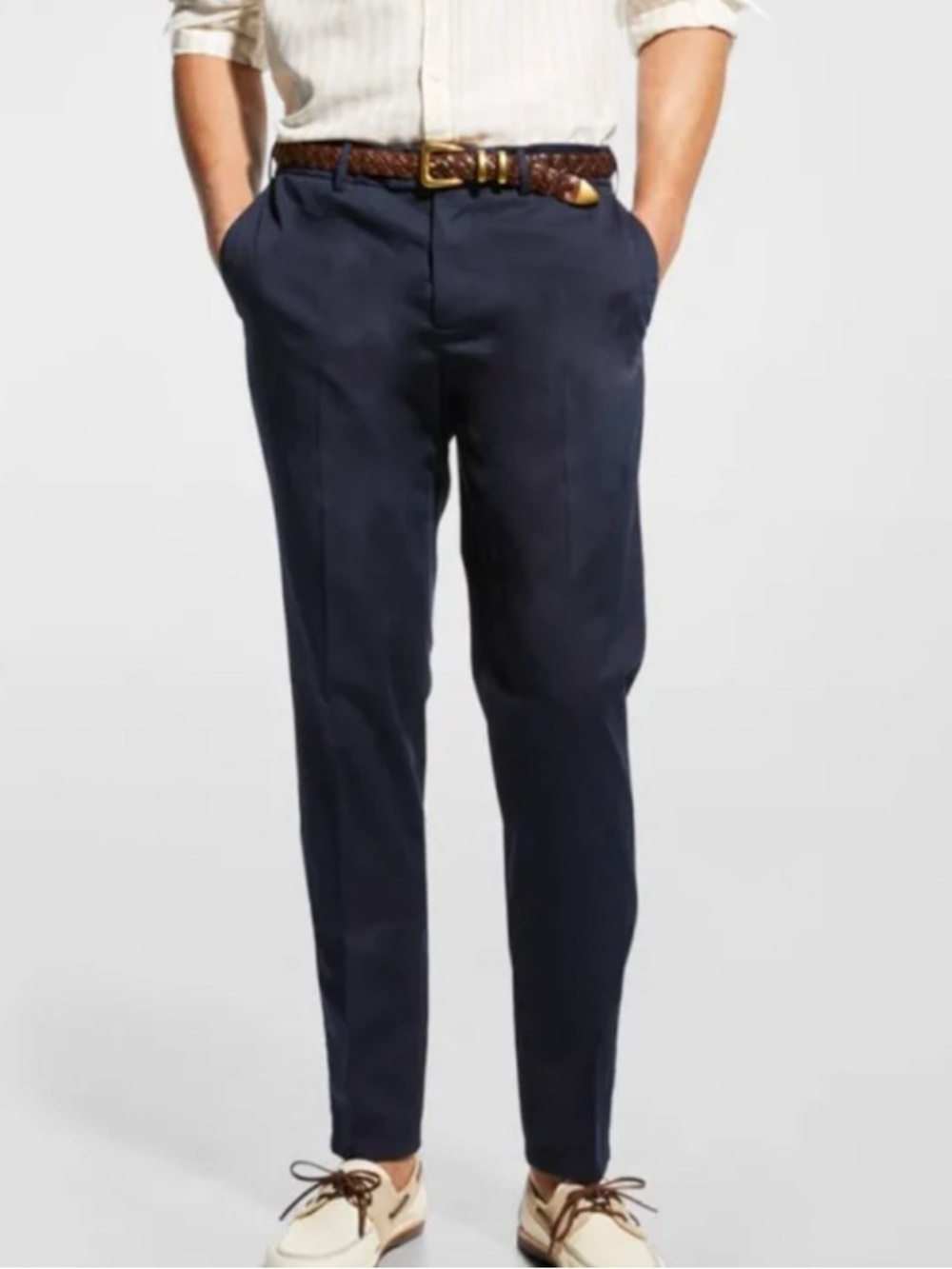 Brunello Cucinelli Traditional Fit Navy Italy Chino Trousers Sz 48